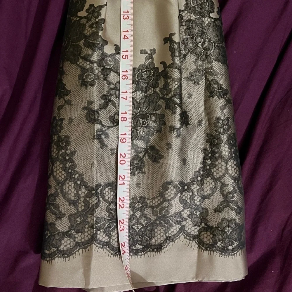 Ann Taylor Size 12 Oat Tan Brown Floral Lace Print Pleated Midi Skirt - Picture 6 of 7